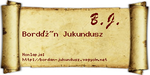 Bordán Jukundusz névjegykártya
